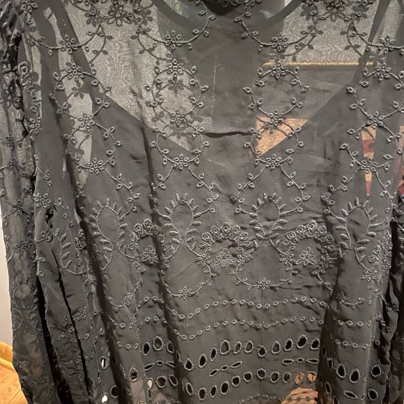 J. Crew NWT Embroidered Black Blouse with Cami Long Sleeve - Picture 4 of 6